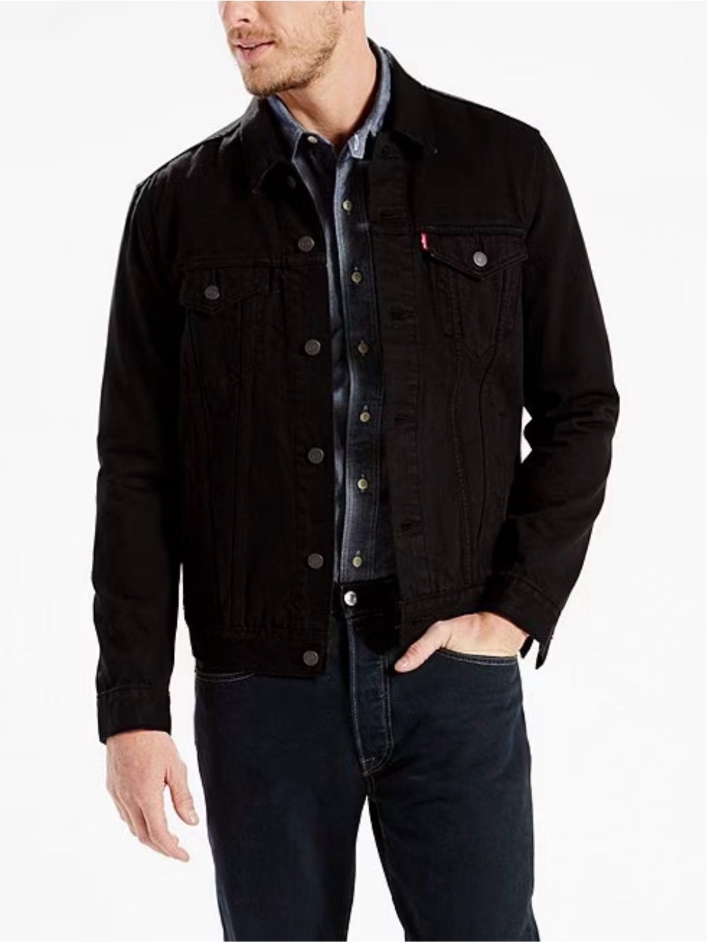 Levi’s Men’s Black Denim Trucker Jacket, Classic Fit, Size M, NWOT
